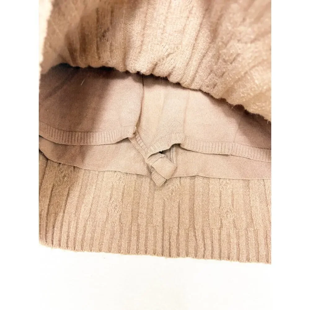 Alo Yoga Cable Knit Winter Bliss Matching Set Size Small/Medium Toasted Almond